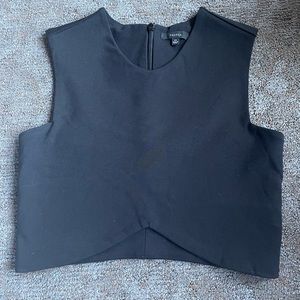 Aritzia brand Talula black structured crop top.